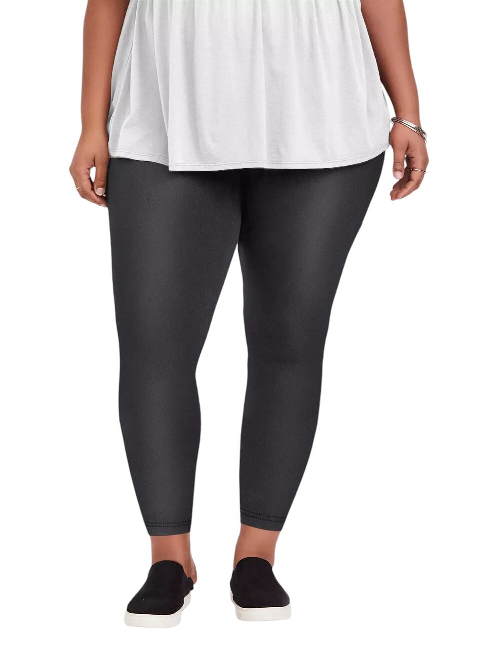 Torrid Crop Platinum Legging High Waisted Tapered Faux Leather Black Size 2X